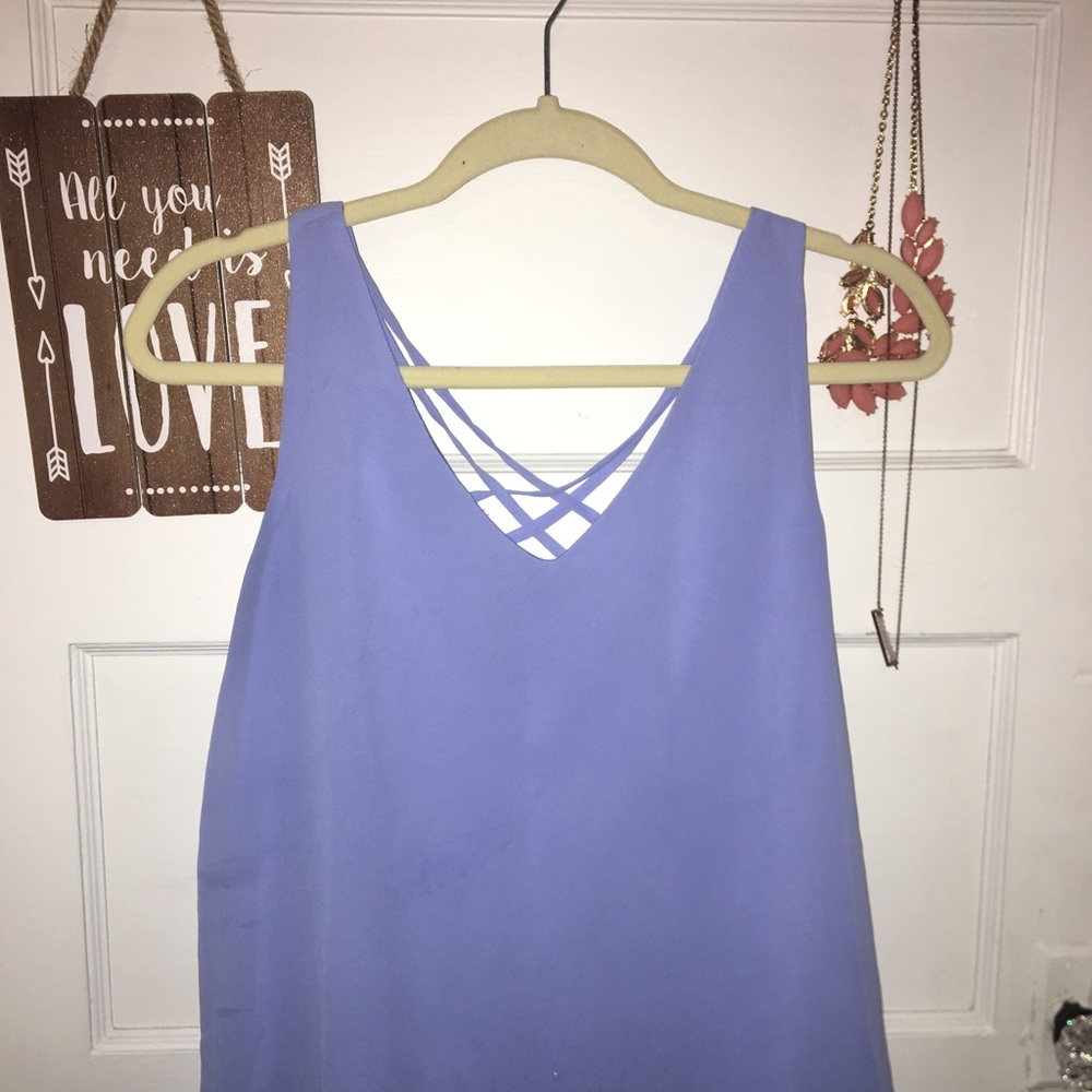 Baby Blue Tank with Criss Cross Detailing in Back